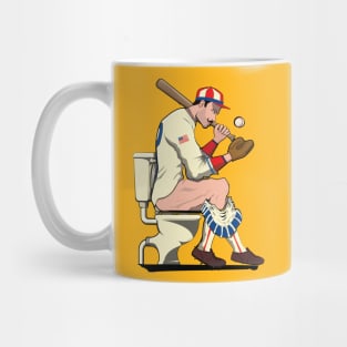 American Baseball Player on the Toilet Mug